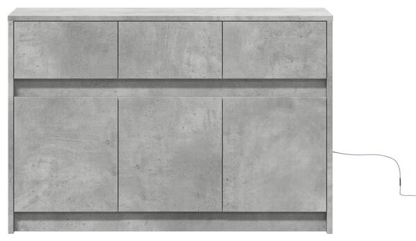 Betonszürke szerelt fa TV-szekrény LED-ekkel 91 x 34 x 61 cm