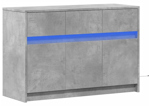 Betonszürke szerelt fa TV-szekrény LED-ekkel 91 x 34 x 61 cm