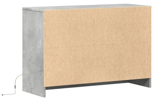 Betonszürke szerelt fa TV-szekrény LED-ekkel 91 x 34 x 61 cm