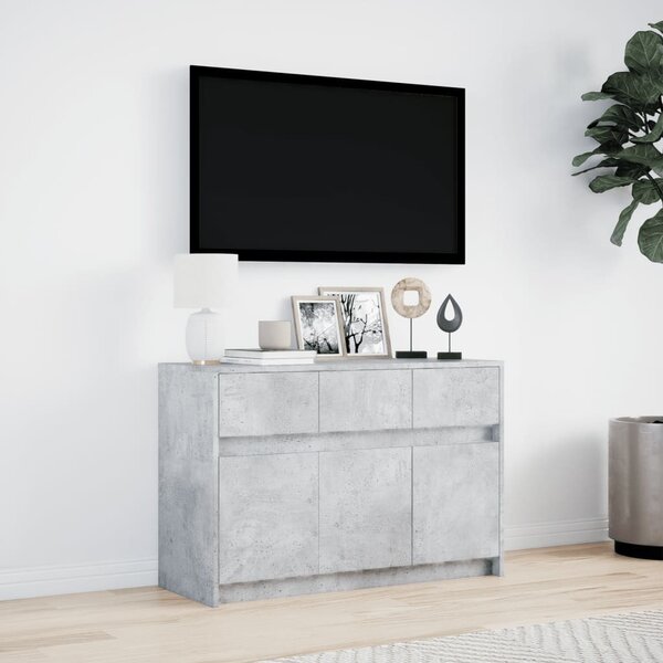 Betonszürke szerelt fa TV-szekrény LED-ekkel 91 x 34 x 61 cm