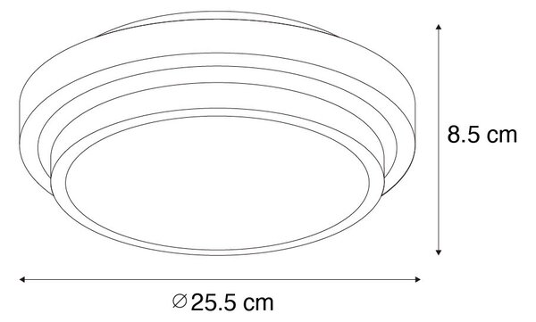 Modern mennyezeti lámpa fekete fehérrel 25 cm IP44 - Walden