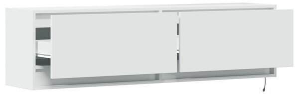 Fehér falra szerelhető TV-szekrény LED-ekkel 140 x 31 x 38 cm