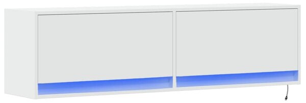 Fehér falra szerelhető TV-szekrény LED-ekkel 140 x 31 x 38 cm