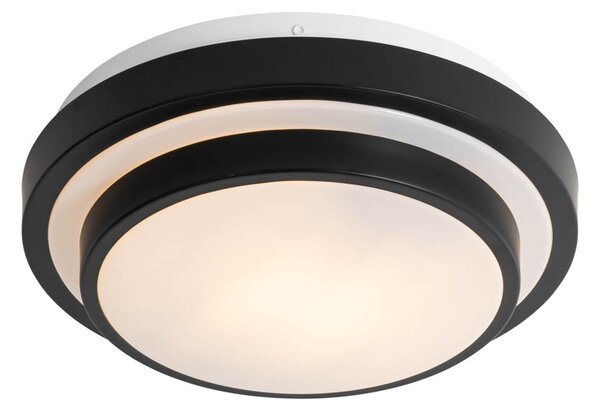 Modern mennyezeti lámpa fekete fehérrel 25 cm IP44 - Walden
