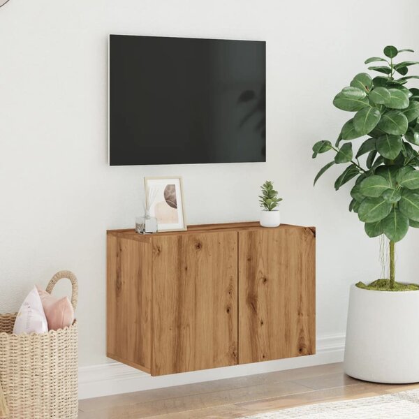 Kézműves tölgy színű falra szerelhető TV-szekrény 60x30x41 cm