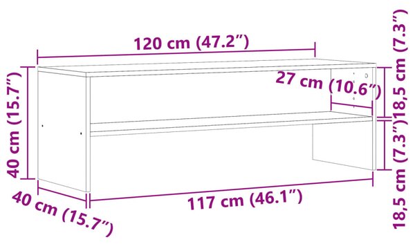 Antik hatású szerelt fa TV-szekrény 120 x 40 x 40 cm