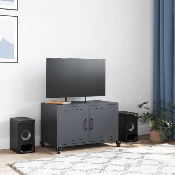 Antracitszürke acél TV-szekrény 68 x 39 x 43,5 cm