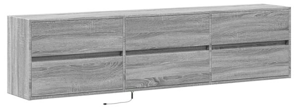 Szürke sonoma színű fali TV-szekrény LED-del 180 x 31 x 45 cm