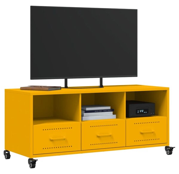 Mustársárga acél TV-szekrény 100,5 x 39 x 43,5 cm