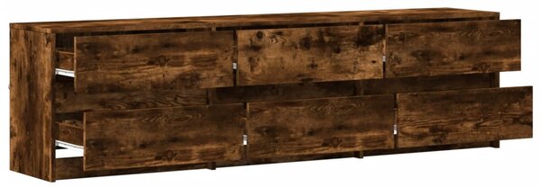 Füstös tölgy színű szerelt fa LED-es TV-szekrény 180x34x50 cm
