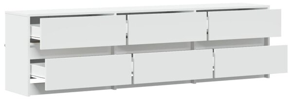 Fehér szerelt fa TV-szekrény LED-ekkel 180 x 34 x 50 cm