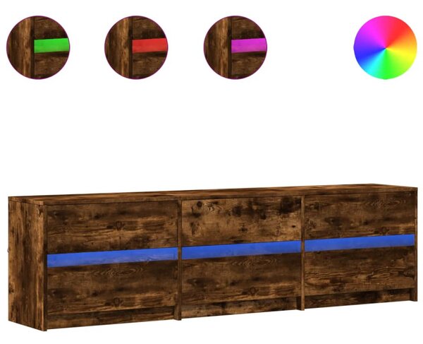 Füstös tölgy színű szerelt fa LED-es TV-szekrény 180x34x50 cm