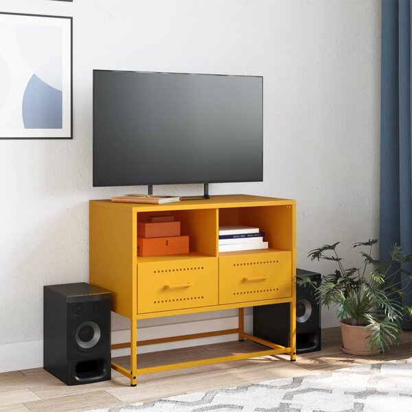 Mustársárga acél TV-szekrény 68 x 39 x 60,5 cm