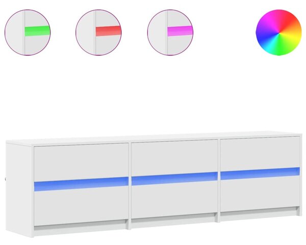Fehér szerelt fa TV-szekrény LED-ekkel 180 x 34 x 50 cm