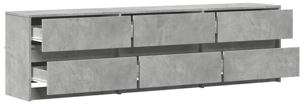 Betonszürke szerelt fa TV-szekrény LED-ekkel 180 x 34 x 50 cm