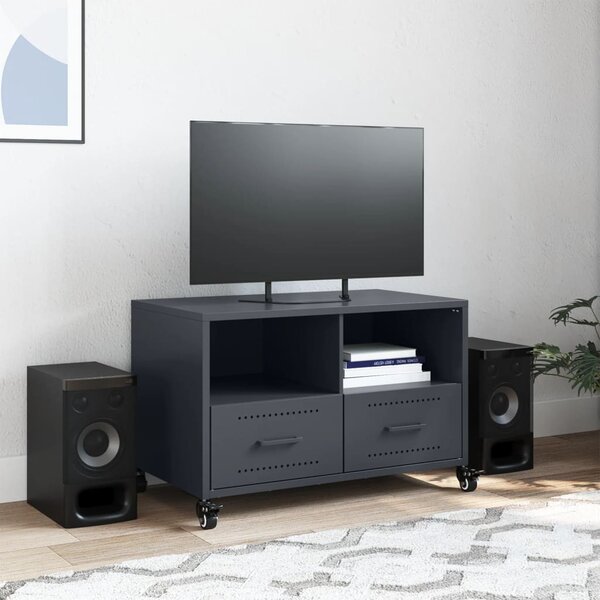 Antracitszürke acél TV-szekrény 68 x 39 x 43,5 cm