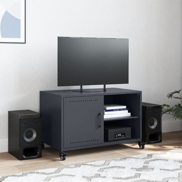 Antracitszürke acél TV-szekrény 68 x 39 x 43,5 cm