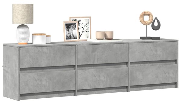Betonszürke szerelt fa TV-szekrény LED-ekkel 180 x 34 x 50 cm