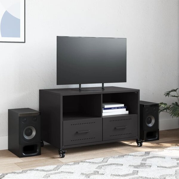 Fekete acél TV-szekrény 68 x 39 x 43,5 cm