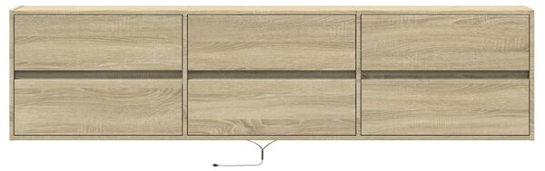 Sonoma tölgy színű falra TV-szekrény LED-del 180 x 31 x 45 cm