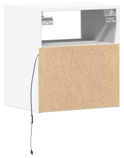 Fehér falra szerelhető TV-szekrény LED-lámpákkal 41x31x45 cm
