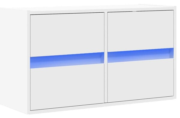 Fehér falra szerelhető TV-szekrény LED-lámpákkal 80x31x45 cm