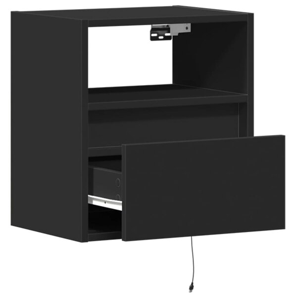 2 db fekete fali TV-szekrény LED-világítással 41x31x45 cm