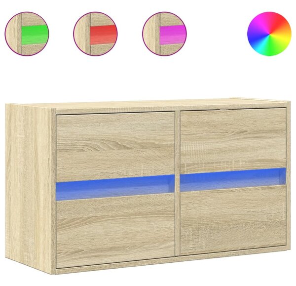 Sonoma tölgy színű fali TV-szekrény LED-ekkel 80x31x45 cm