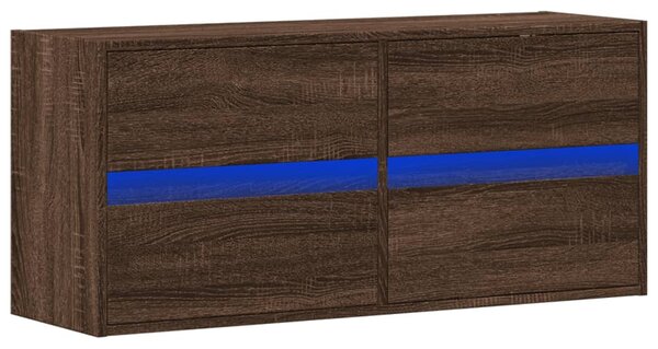Barna tölgyszínű fali TV-szekrény LED-del 100x31x45 cm