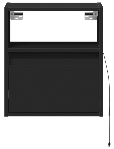 2 db fekete fali TV-szekrény LED-világítással 41x31x45 cm