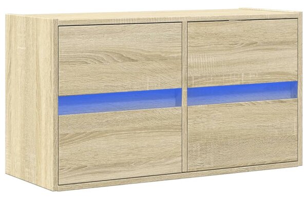 Sonoma tölgy színű fali TV-szekrény LED-ekkel 80x31x45 cm