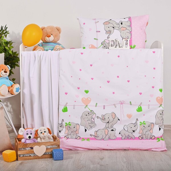 EMI Elefántos gyermek ágyneműhuzat: Standard egyszemélyes szett 1x (200x140) + 1x (90x70) cm