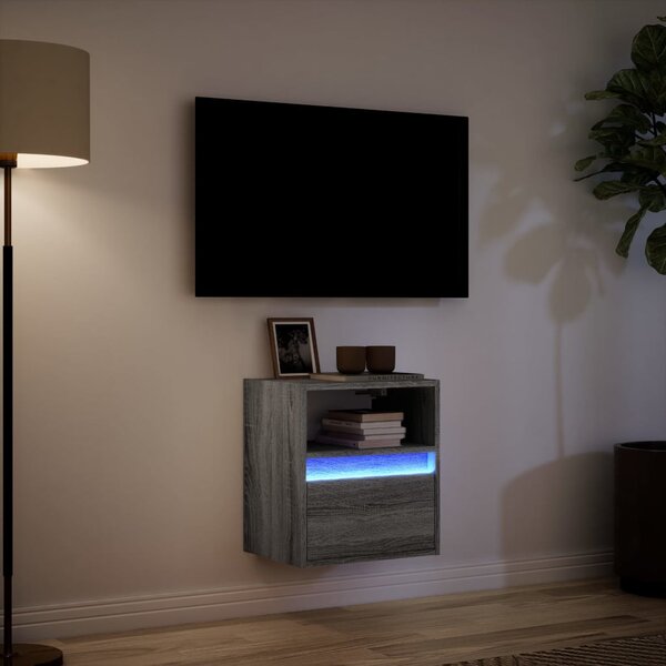 Szürke sonoma színű fali TV-szekrény LED-del 41 x 31 x 45 cm