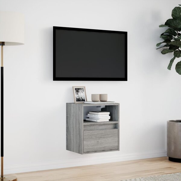 Szürke sonoma színű fali TV-szekrény LED-del 41 x 31 x 45 cm