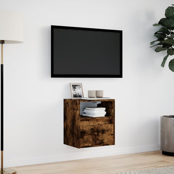 Füstös tölgy színű fali TV-szekrény LED-ekkel 41x31x45 cm