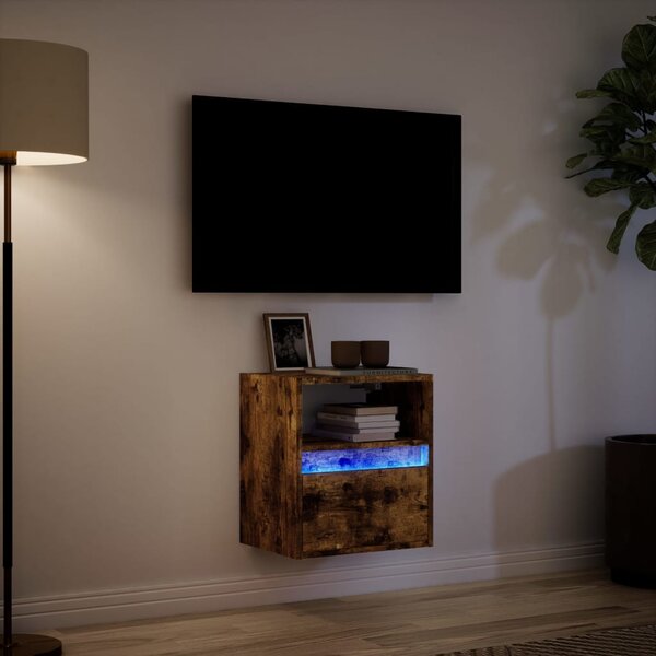 Füstös tölgy színű fali TV-szekrény LED-ekkel 41x31x45 cm