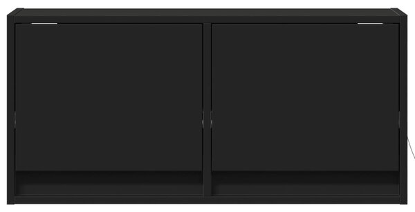 Fekete fali TV-szekrény LED-világítással 80x31x35 cm
