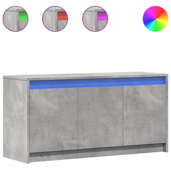 Betonszürke szerelt fa TV-szekrény LED-ekkel 100 x 34 x 50 cm