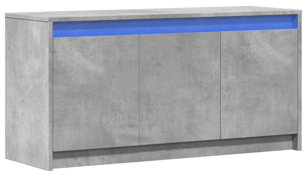 Betonszürke szerelt fa TV-szekrény LED-ekkel 100 x 34 x 50 cm