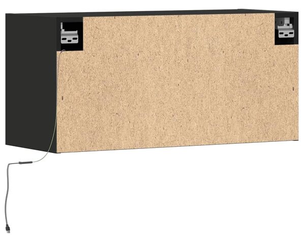 Fekete fali TV-szekrény LED-világítással 80x31x35 cm