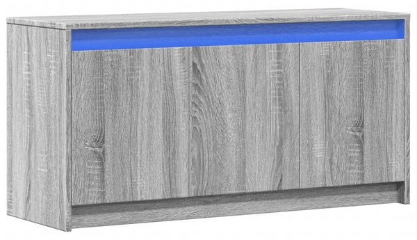 Szürke sonoma színű szerelt fa LED-es TV-szekrény 100x34x50 cm