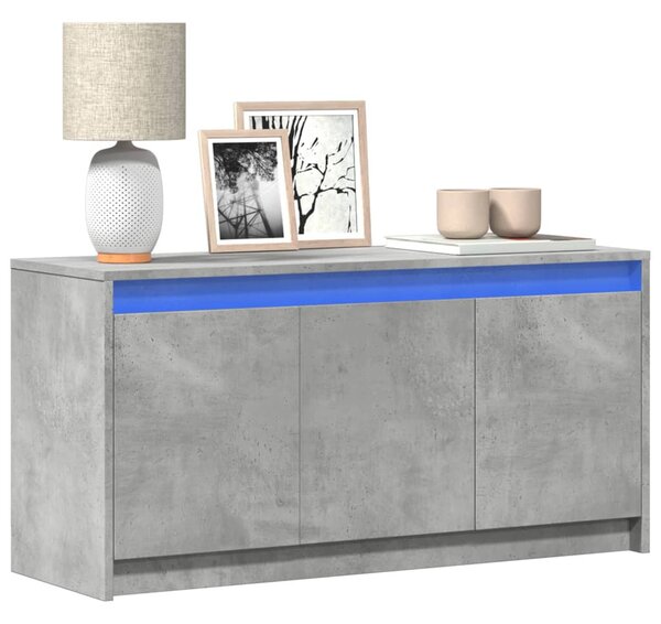 Betonszürke szerelt fa TV-szekrény LED-ekkel 100 x 34 x 50 cm