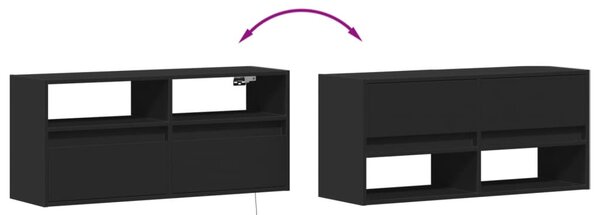 Fekete fali TV-szekrény LED-világítással 100x31x45 cm