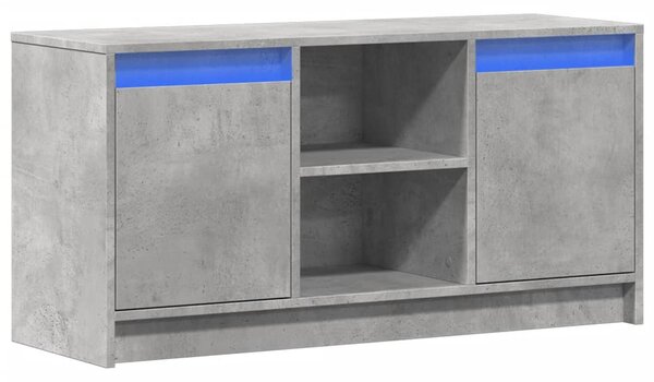 Betonszürke szerelt fa TV-szekrény LED-ekkel 100 x 34 x 50 cm