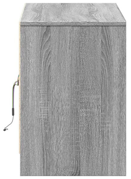 Szürke sonoma színű szerelt fa LED-es TV-szekrény 100x34x50 cm