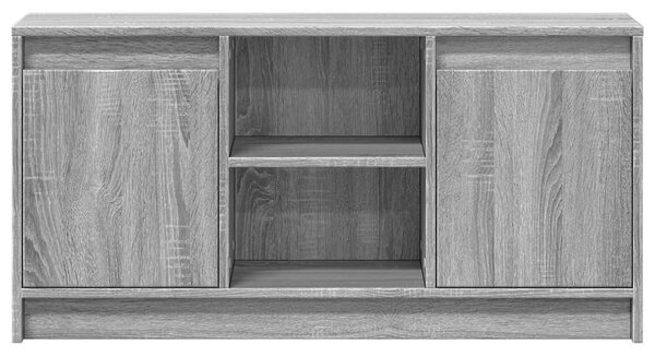 Szürke sonoma színű szerelt fa LED-es TV-szekrény 100x34x50 cm
