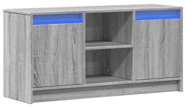 Szürke sonoma színű szerelt fa LED-es TV-szekrény 100x34x50 cm