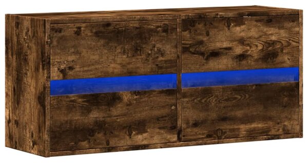 Füstös tölgy színű fali TV-szekrény LED-ekkel 100x31x45 cm