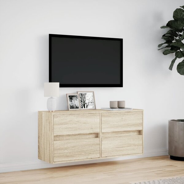 Sonoma tölgy színű fali TV-szekrény LED-ekkel 100x31x45 cm
