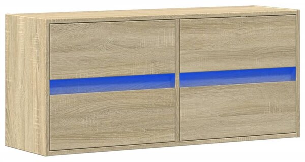 Sonoma tölgy színű fali TV-szekrény LED-ekkel 100x31x45 cm
